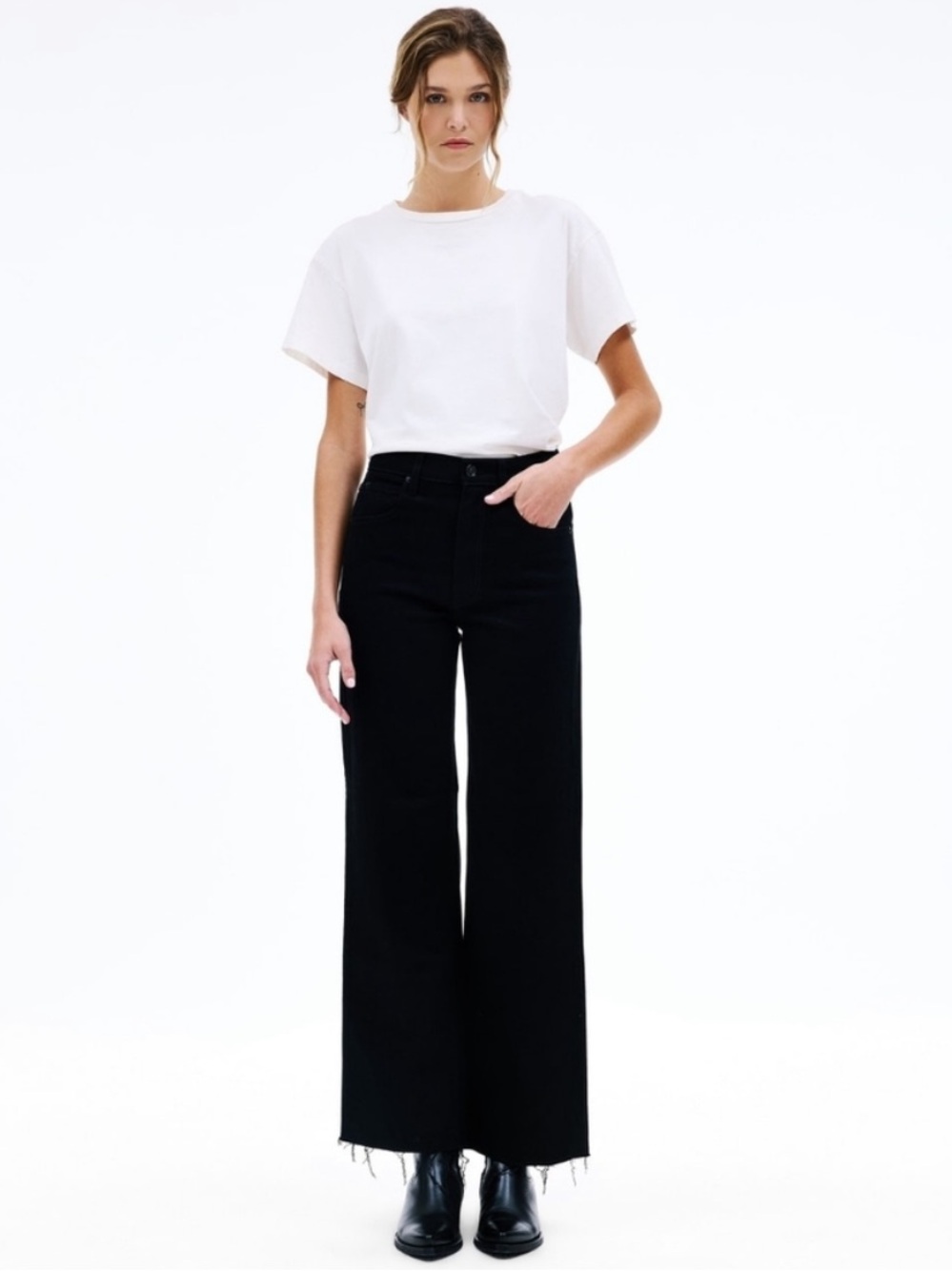 SLVRLAKE Grace Wide-Leg High-Rise Jeans in Jet Black